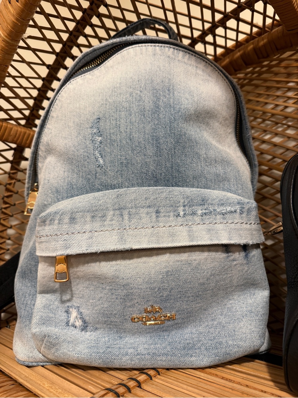 Coach loved Denim Backpack with Gold Hardware